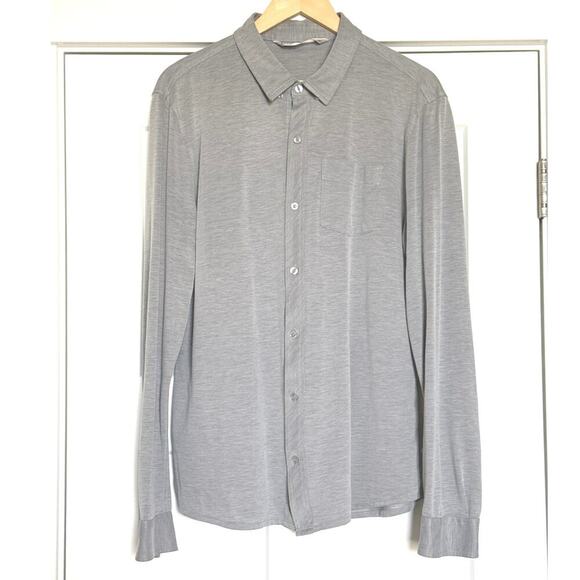 Travis Mathew Shirt Men’s XL Gray Long Sleeve Button Up Pima Cotton Lightweight - Picture 1 of 8